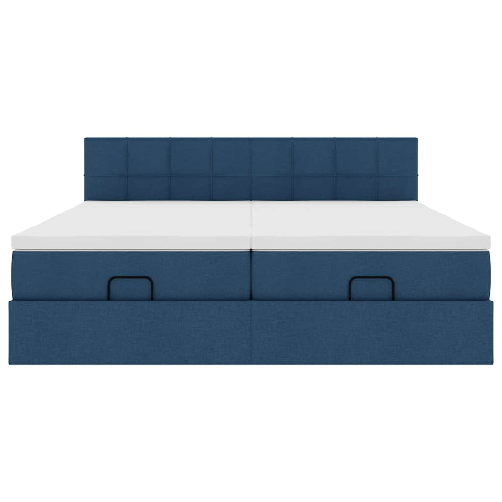 Ottoman-Bett mit Matratzen Blau 200x200 cm Stoff