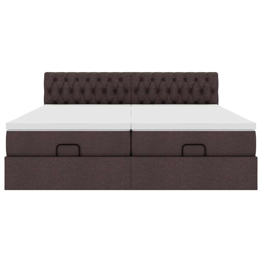 Ottoman-Bett mit Matratzen Dunkelbraun 160x200 cm Stoff