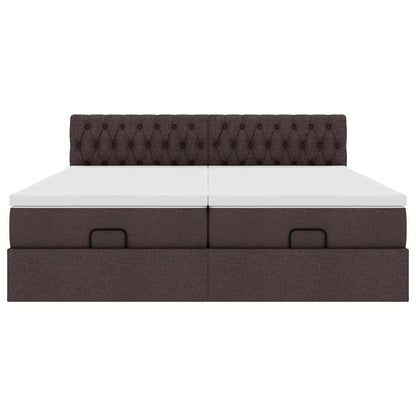 Ottoman-Bett mit Matratzen Dunkelbraun 160x200 cm Stoff