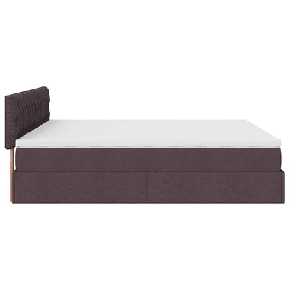 Ottoman-Bett mit Matratzen Dunkelbraun 160x200 cm Stoff