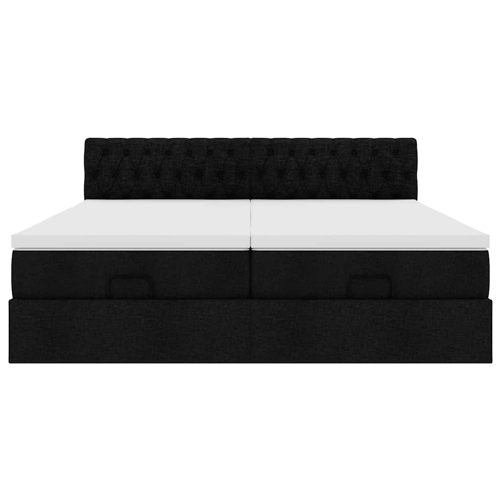 Ottoman-Bett mit Matratzen Schwarz 180x200 cm Stoff