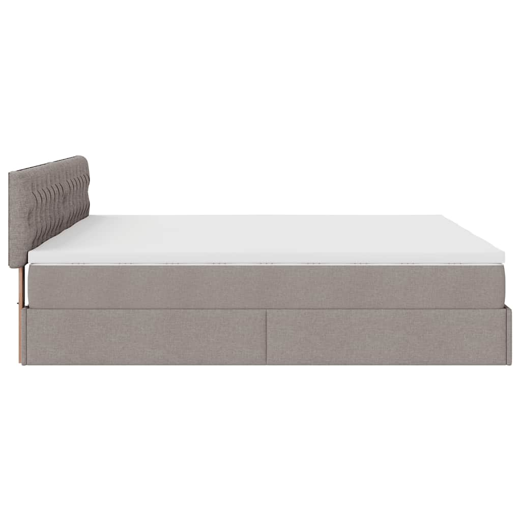 Ottoman-Bett mit Matratzen Taupe 180x200 cm Stoff