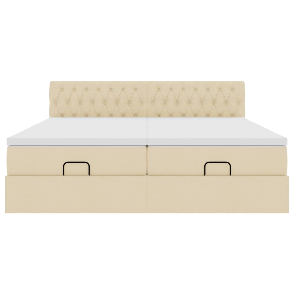 Ottoman-Bett mit Matratzen Creme 180x200 cm Stoff