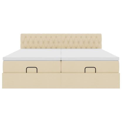 Ottoman-Bett mit Matratzen Creme 180x200 cm Stoff