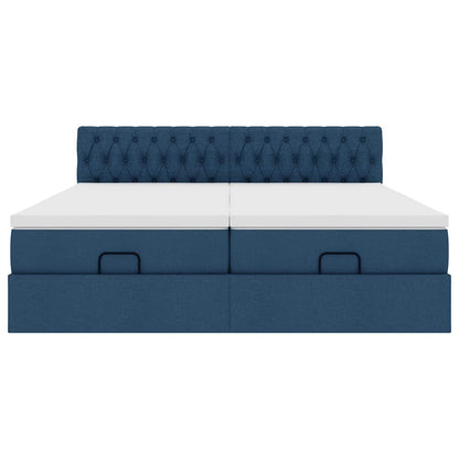 Ottoman-Bett mit Matratzen Blau 180x200 cm Stoff