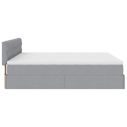 Ottoman-Bett mit Matratzen Hellgrau 200x200 cm Stoff