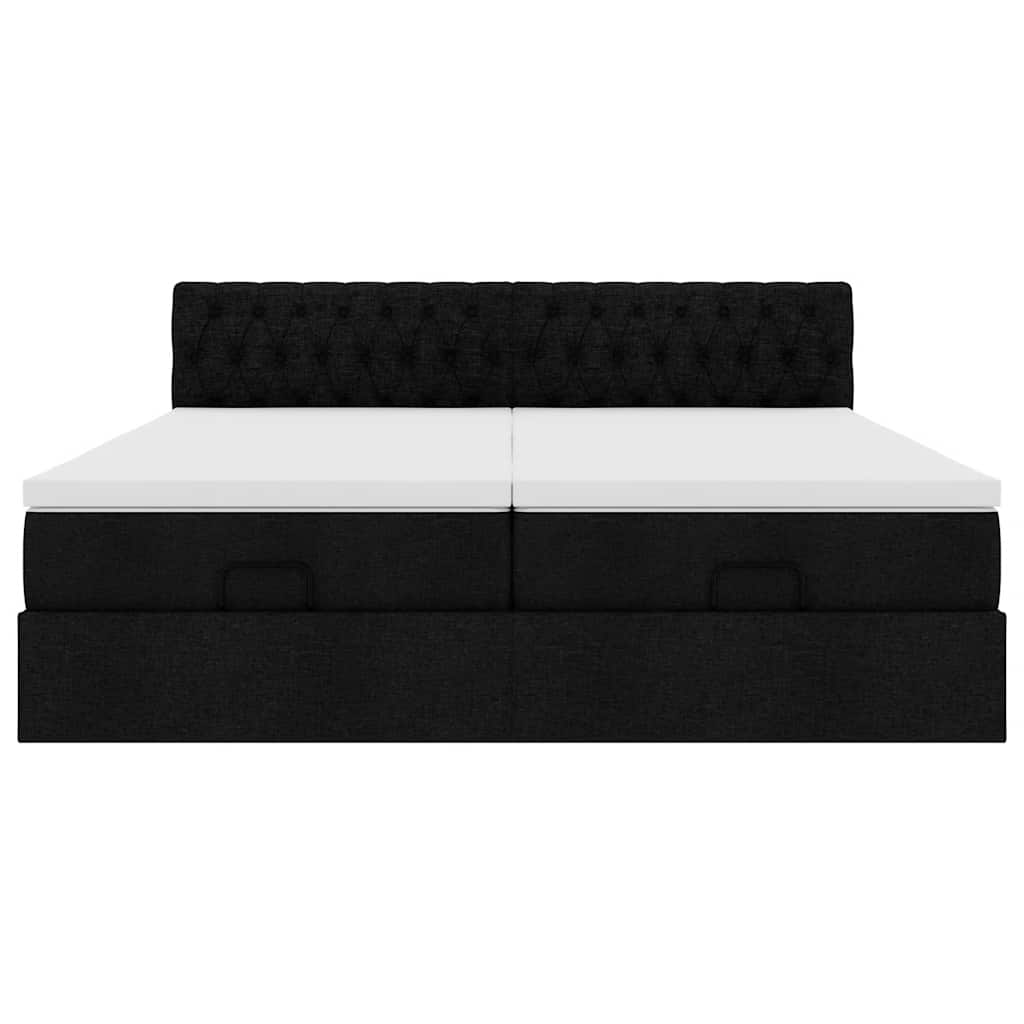 Ottoman-Bett mit Matratzen Schwarz 200x200 cm Stoff