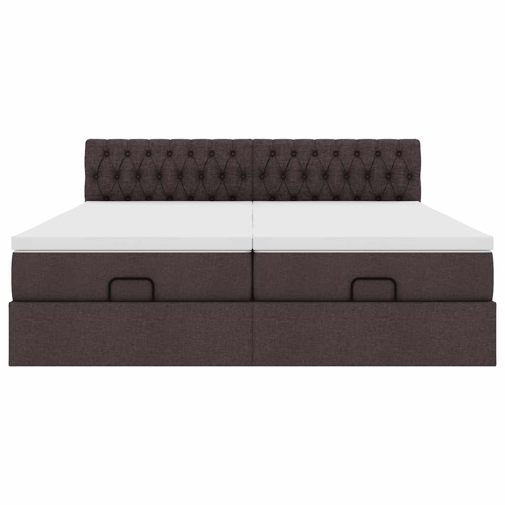 Ottoman-Bett mit Matratzen Dunkelbraun 200x200 cm Stoff