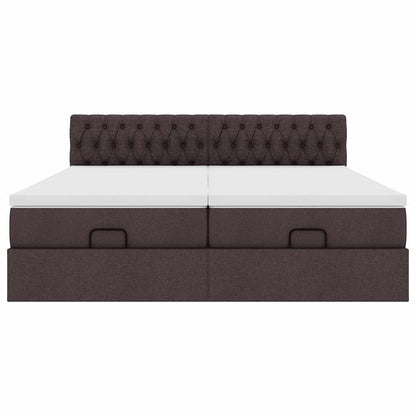 Ottoman-Bett mit Matratzen Dunkelbraun 200x200 cm Stoff