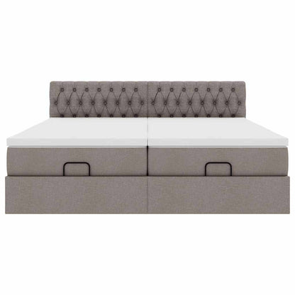 Ottoman-Bett mit Matratzen Taupe 200x200 cm Stoff