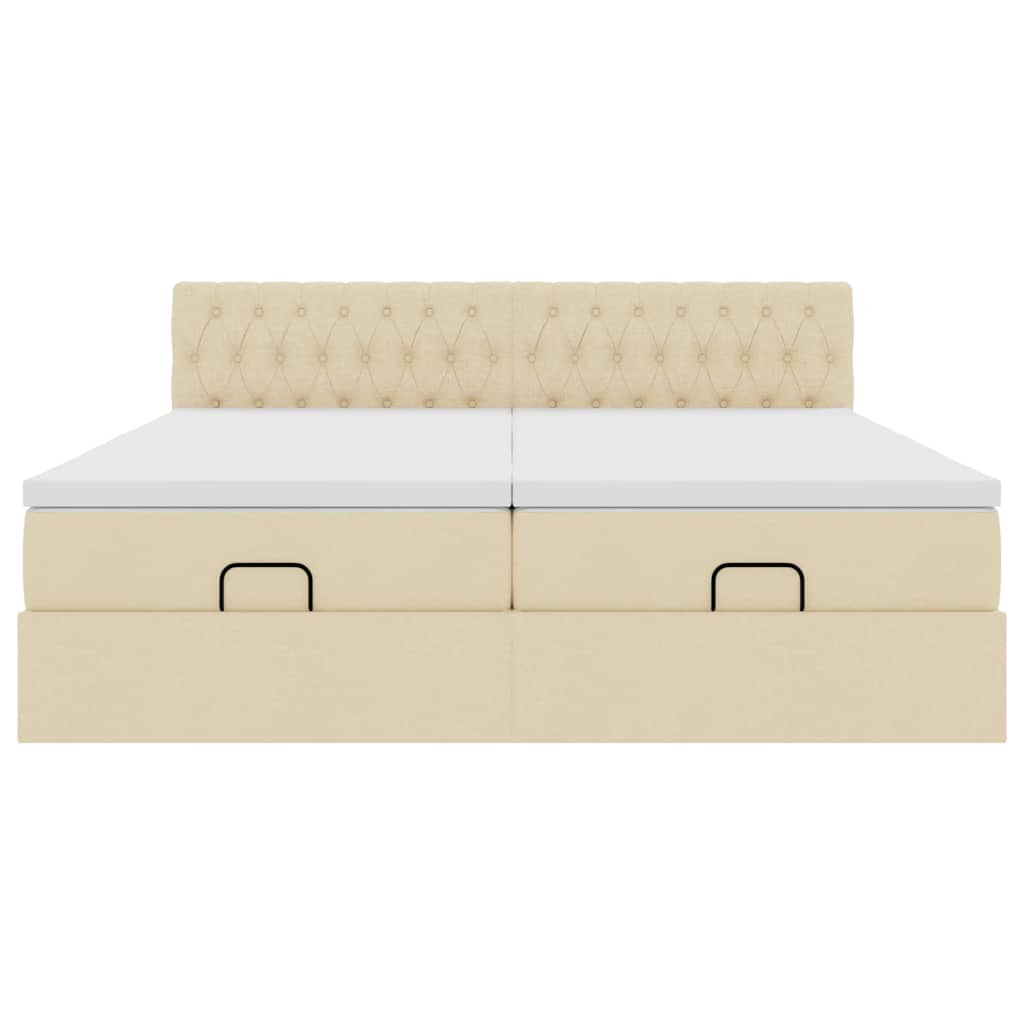 Ottoman-Bett mit Matratzen Creme 200x200 cm Stoff