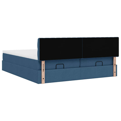 Ottoman-Bett mit Matratzen Blau 200x200 cm Stoff