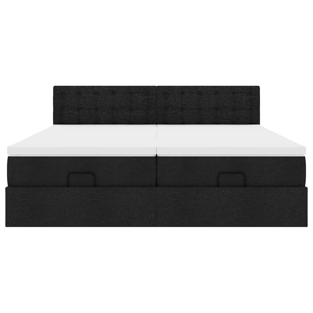 Ottoman-Bett mit Matratzen Schwarz 160x200 cm Stoff