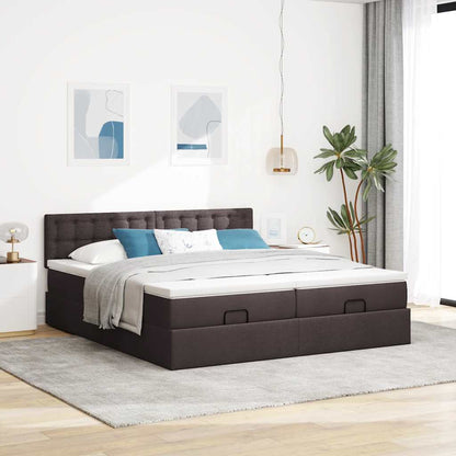 Ottoman-Bett mit Matratzen Dunkelbraun 180x200 cm Stoff