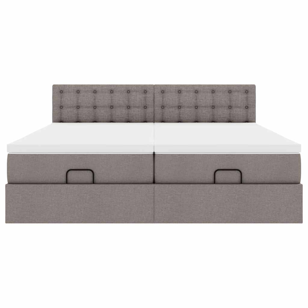 Ottoman-Bett mit Matratzen Taupe 180x200 cm Stoff