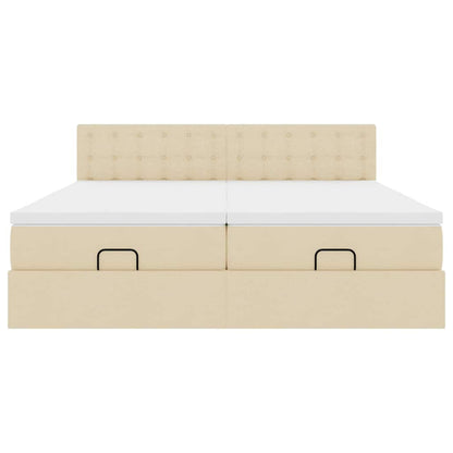 Ottoman-Bett mit Matratzen Creme 180x200 cm Stoff