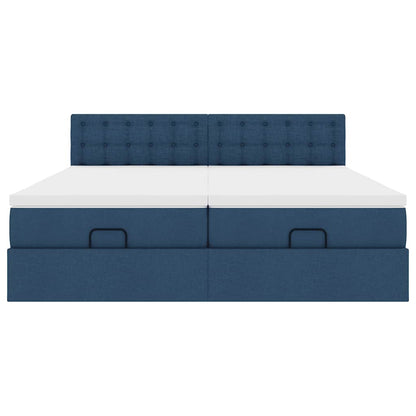 Ottoman-Bett mit Matratzen Blau 180x200 cm Stoff