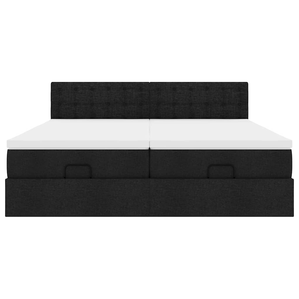 Ottoman-Bett mit Matratzen Schwarz 200x200 cm Stoff