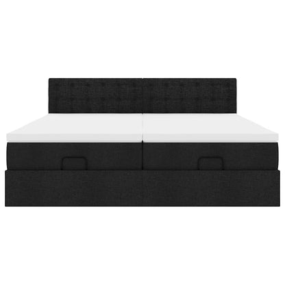 Ottoman-Bett mit Matratzen Schwarz 200x200 cm Stoff