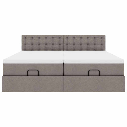 Ottoman-Bett mit Matratzen Taupe 200x200 cm Stoff