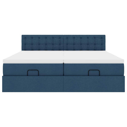 Ottoman-Bett mit Matratzen Blau 200x200 cm Stoff