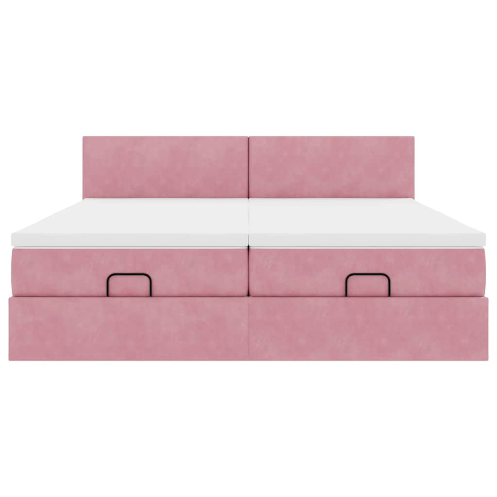 Ottoman-Bett mit Matratzen Rosa 180x200 cm Samt