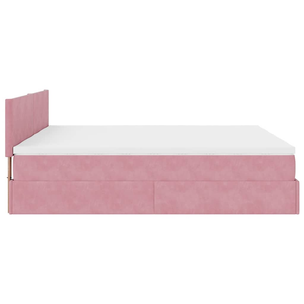 Ottoman-Bett mit Matratzen Rosa 180x200 cm Samt