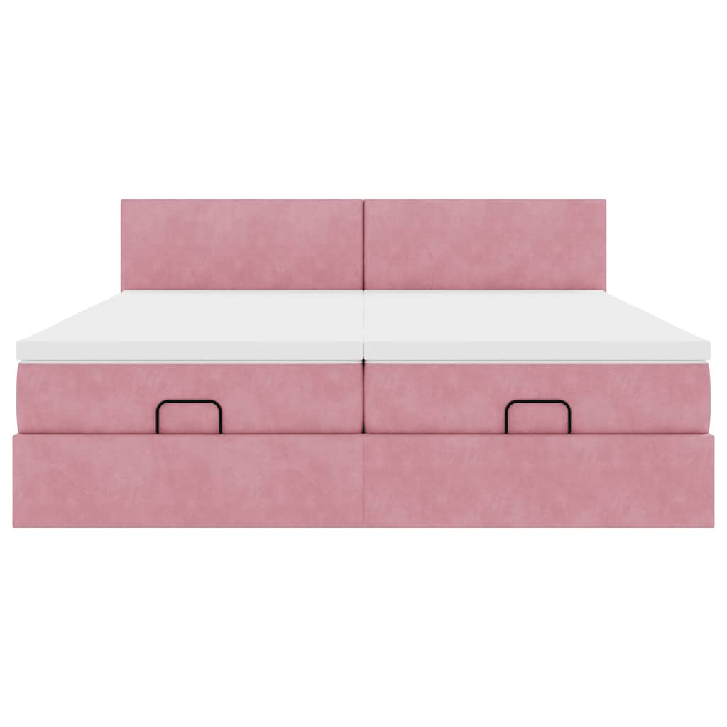 Ottoman-Bett mit Matratzen Rosa 200x200 cm Samt