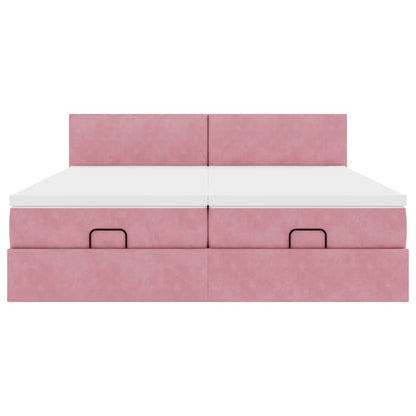 Ottoman-Bett mit Matratzen Rosa 200x200 cm Samt