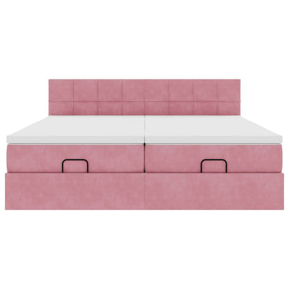 Ottoman-Bett mit Matratzen Rosa 160x200 cm Samt