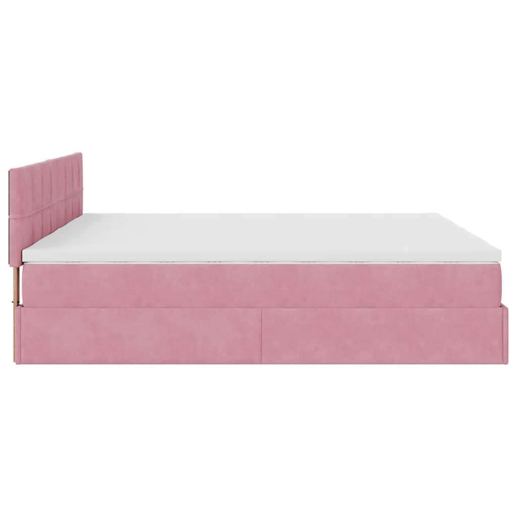 Ottoman-Bett mit Matratzen Rosa 160x200 cm Samt