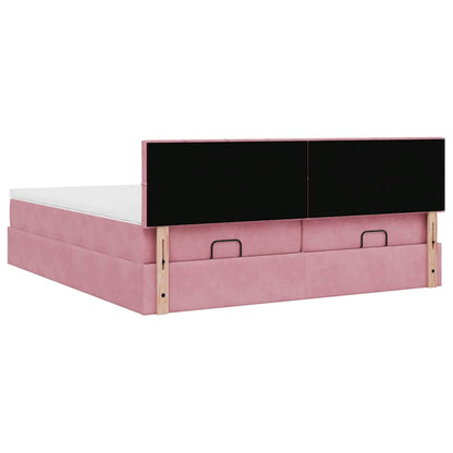 Ottoman-Bett mit Matratzen Rosa 200x200 cm Samt