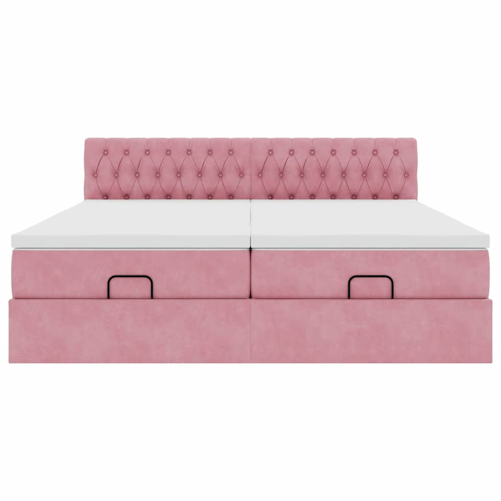 Ottoman-Bett mit Matratzen Rosa 180x200 cm Samt