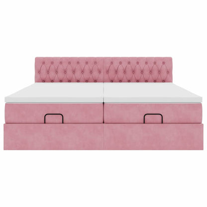 Ottoman-Bett mit Matratzen Rosa 180x200 cm Samt