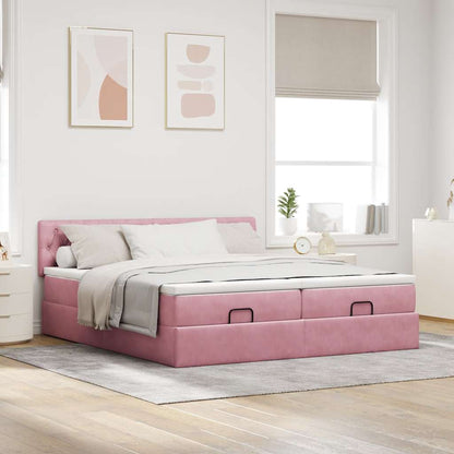 Ottoman-Bett mit Matratzen Rosa 200x200 cm Samt