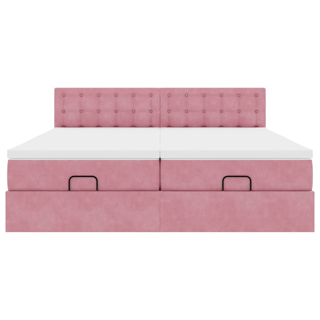 Ottoman-Bett mit Matratzen Rosa 180x200 cm Samt