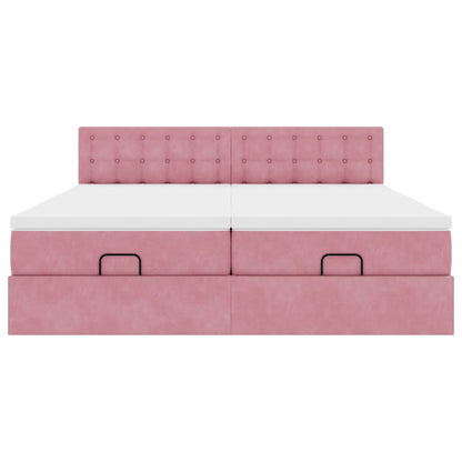 Ottoman-Bett mit Matratzen Rosa 180x200 cm Samt