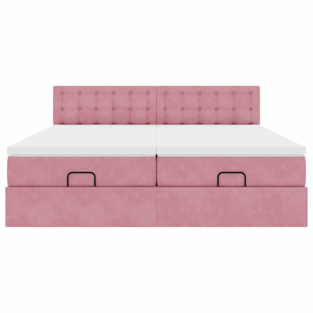 Ottoman-Bett mit Matratzen Rosa 200x200 cm Samt