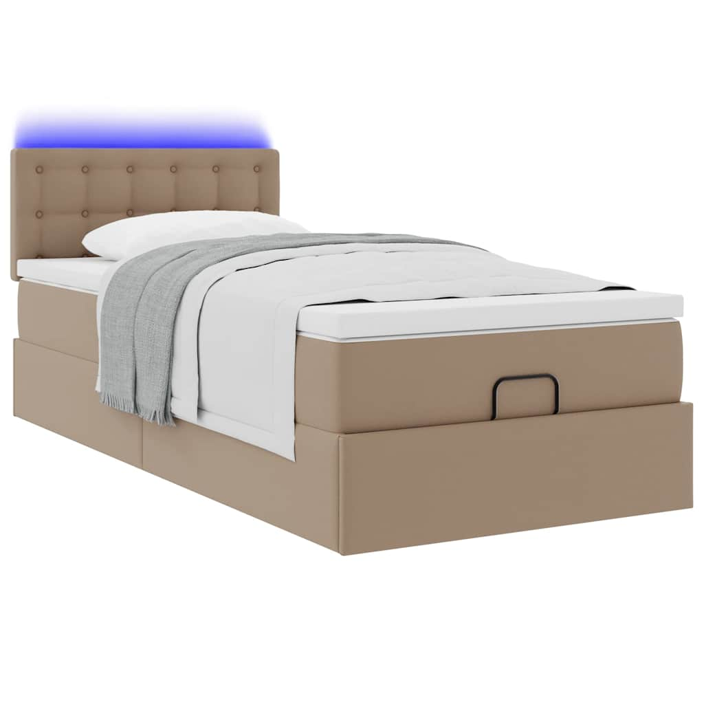 Ottoman-Bett mit Matratze Cappuccino-Braun 80x200 cm Kunstleder