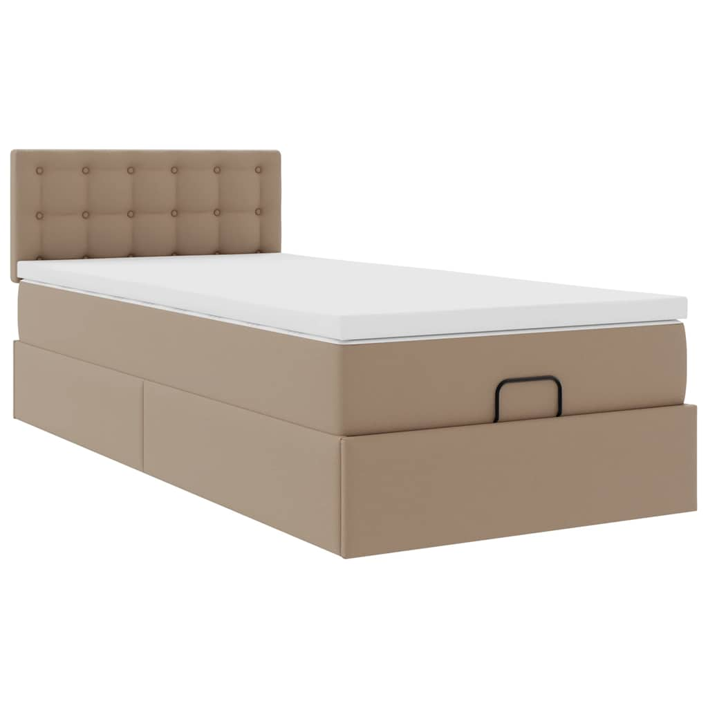 Ottoman-Bett mit Matratze Cappuccino-Braun 80x200 cm Kunstleder