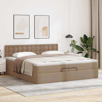 Ottoman-Bett mit Matratze Cappuccino 200x200cm Kunstleder