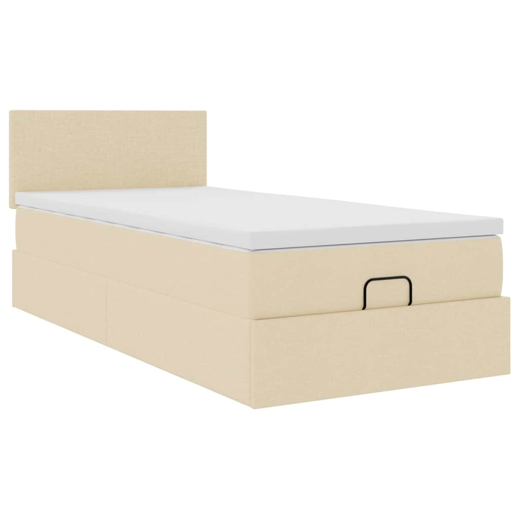 Ottoman-Bett mit Matratze Creme 80x200 cm Stoff