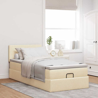 Ottoman-Bett mit Matratze Creme 90x190 cm Stoff