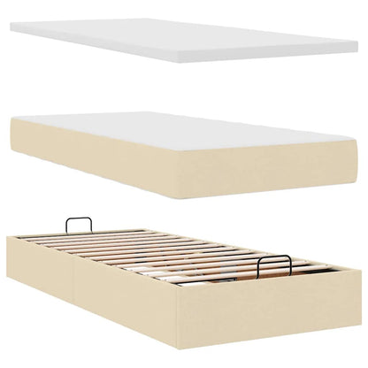 Ottoman-Bett mit Matratze Creme 90x190 cm Stoff