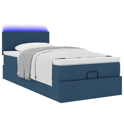 Ottoman-Bett mit Matratze Blau 90x190 cm Stoff