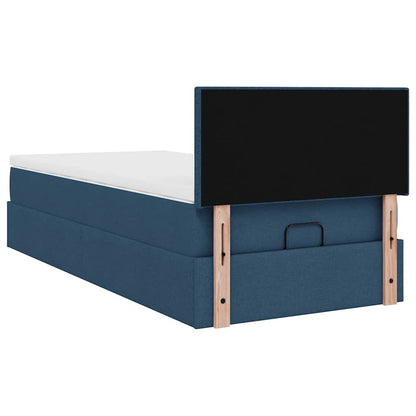 Ottoman-Bett mit Matratze Blau 90x190 cm Stoff