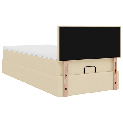 Ottoman-Bett mit Matratze Creme 90x200 cm Stoff