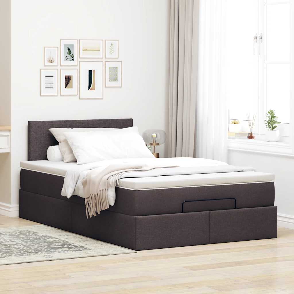 Ottoman-Bett mit Matratze Dunkelbraun 120x190 cm Stoff