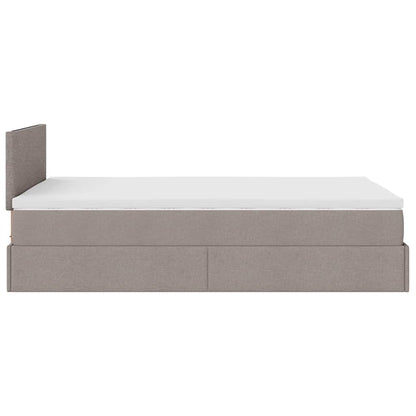 Ottoman-Bett mit Matratze Taupe 120x190 cm Stoff