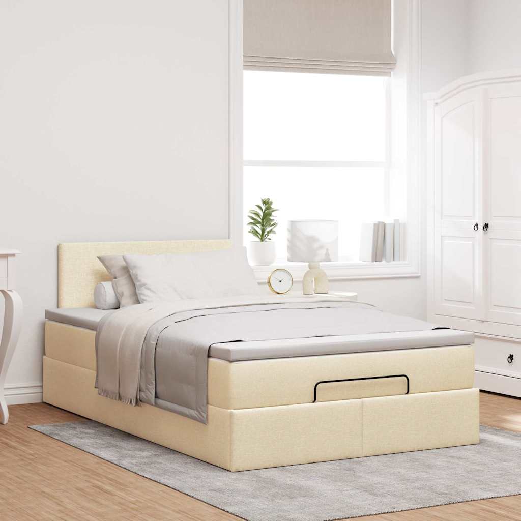 Ottoman-Bett mit Matratze Creme 120x190 cm Stoff